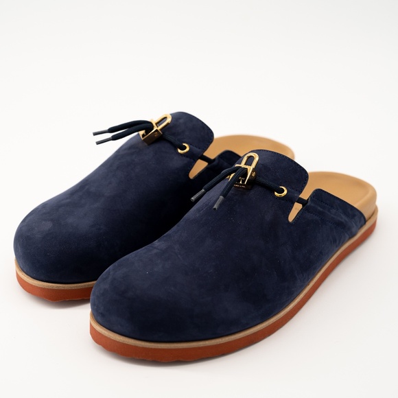size 42 9 us Buscemi Mens Pietro Nubuk Navy Leather Slippers Sandals